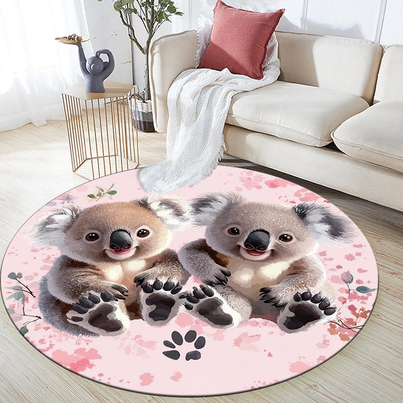 

Pink Koala pattern round rug,Carpet Rug for Living Room Bedroom Playroom ,Non-slip Floor Mat,Holiday Gifts and Birthday Gifts. 100cmx100cm