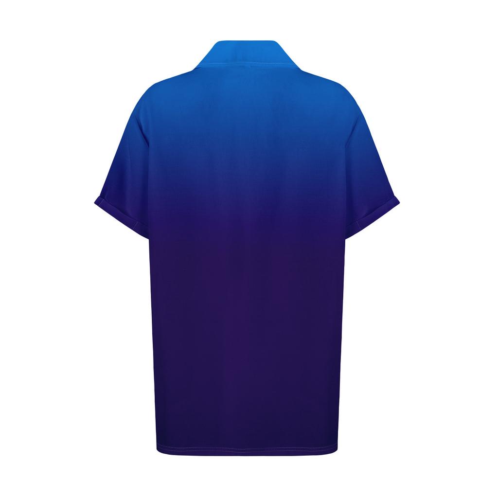 Moda feminina solta casual manga curta lapela botão para baixo camisa estampada camiseta top