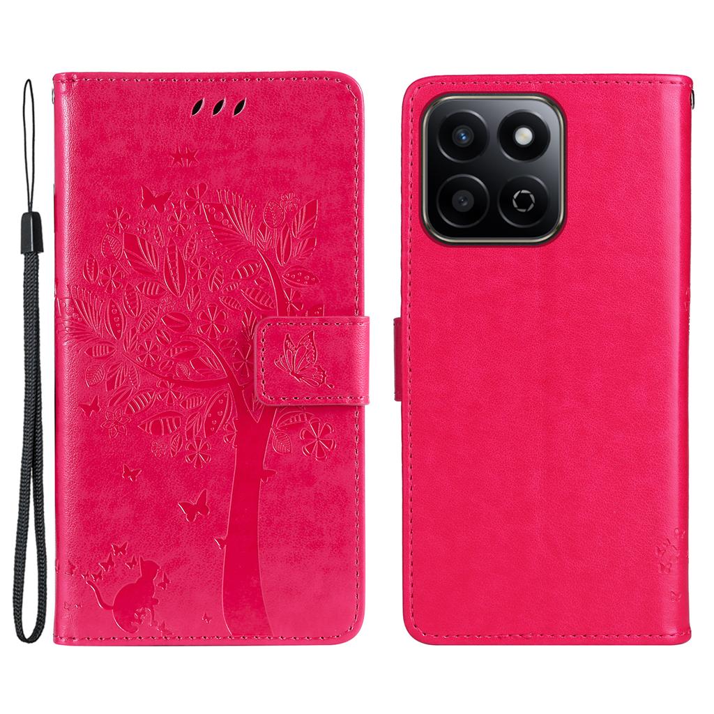 For Honor Play 60 Plus 5G/Play 9T/X7c 4G/200 Smart 5G Phone Case with Stand Cat Tree Pattern Leather Wallet Mobile Cover