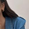 Real  Sterling Silver Minimalist Two Colors Round Hoop Earrings for Women Geometric Fine  Trendy Accessories
