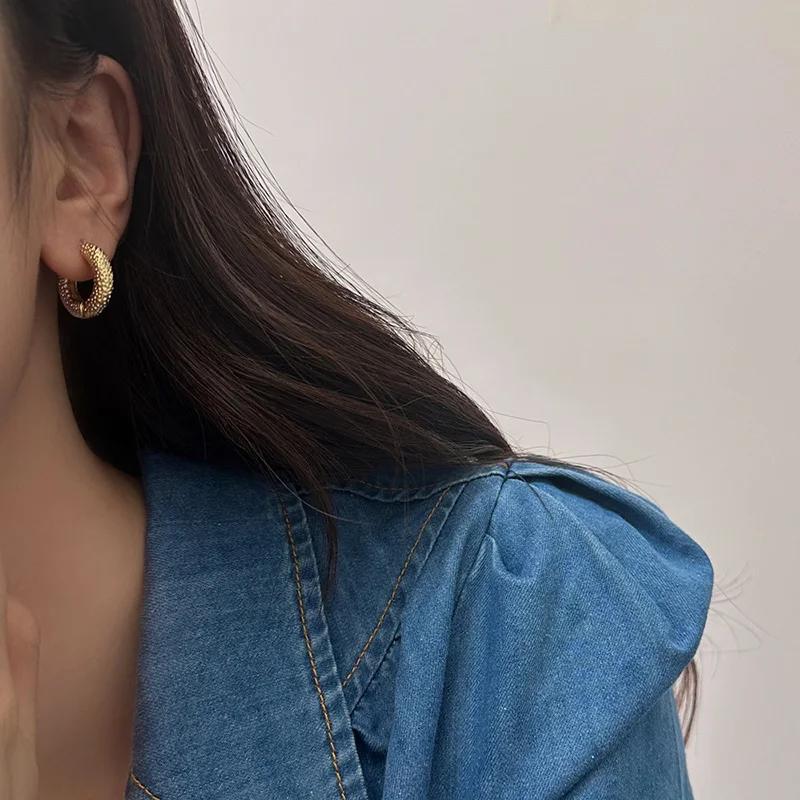 Real Sterling Silver Minimalist Two Colors Round Hoop Earrings for Women Geometric Fine Trendy Accessories