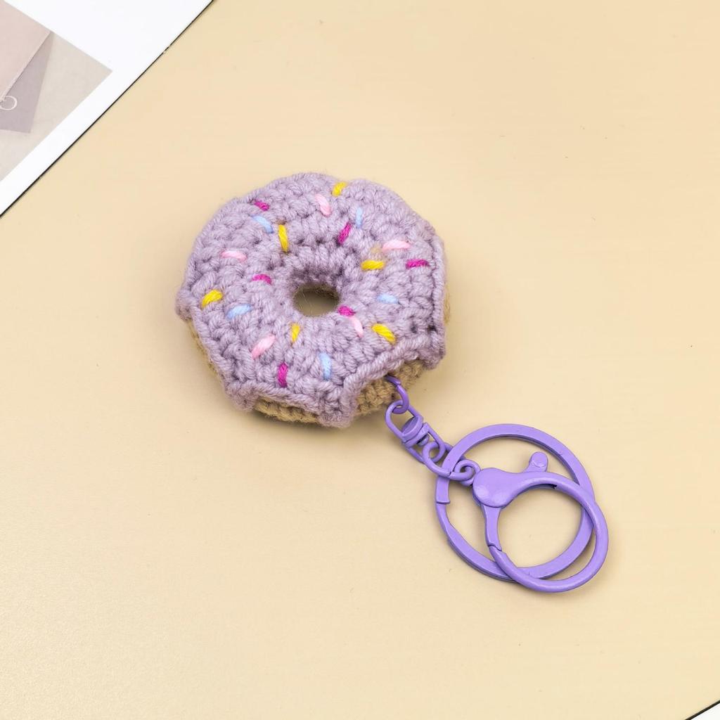 Creative Handmade Crochet Donut Keychain Pendant for Kids