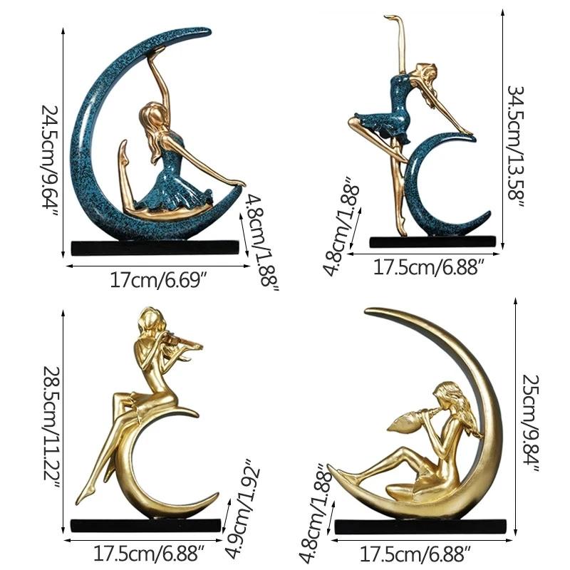 Moon Girl Figure Ballet Dancer Statue Living Room TV Cabinet Decoration Ornaments Birthday Gifts Artware Home Decor Figurines