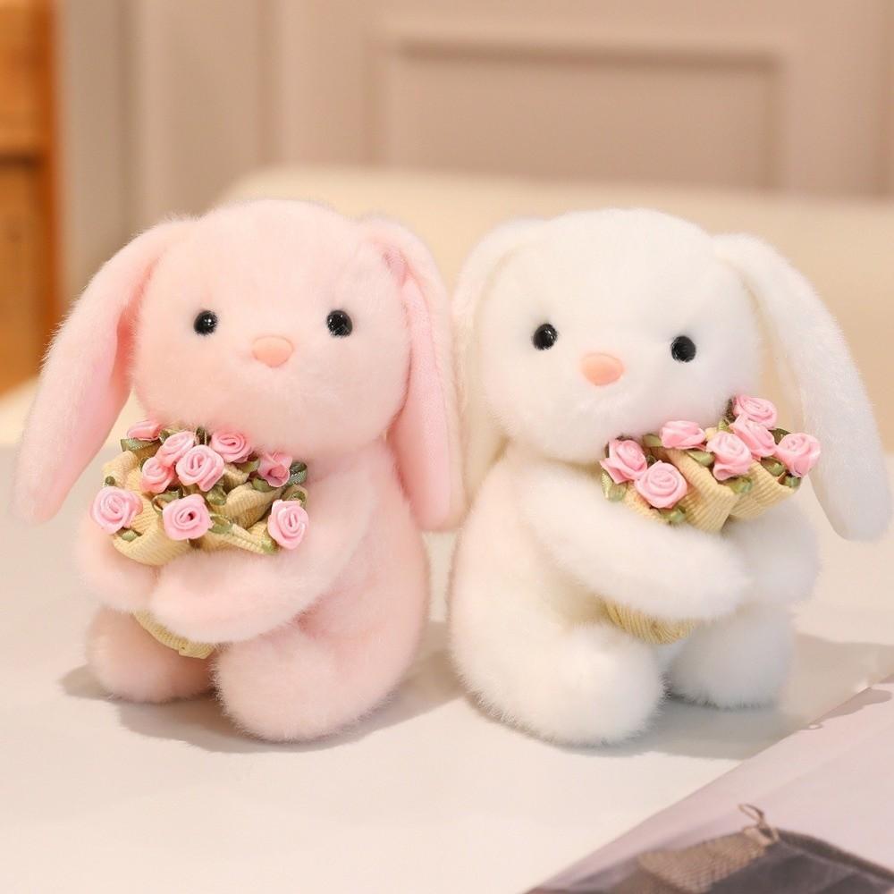 Romantic Bear Wear Rose Doll 15cm Bouquet Rabbit Doll Horse Stuffed Animal  Valentine Decor
