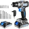 Brushless Drill Driver - DEKO - 20V - Keyless Chuck - Torque 371 In-lbs - 2 Variable Speeds