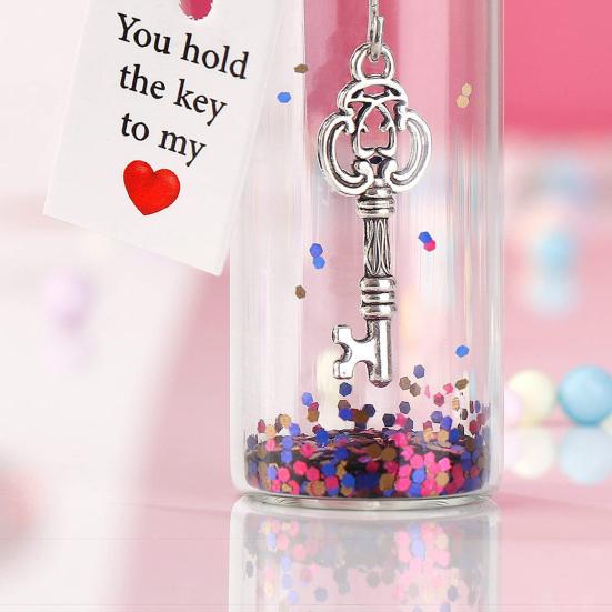 Anniversary Romantic Gift for Her Him You Hold The Key To My Heart Bottle Tiny Glass Wish Jar for Valentine's Day Anniversary Christmas