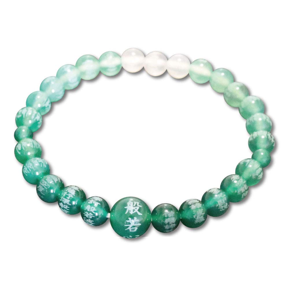 

[Hotokudo] Bracelet, Heart Sutra Engraving, Agate, Gradient Green