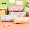 Water-repellent Pencil Case Heart Print Case, Minimalist Square Pen Pouch, Large Love Capacity Stationery Bag for Students, School Office Supplies