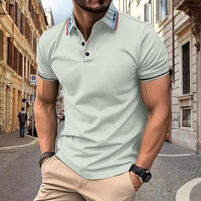Cămașă POLO casual cu mânecă scurtă pentru bărbați noi, cu nasturi cu rever, tricou versatil, de culoare uni, topuri cu mânecă scurtă