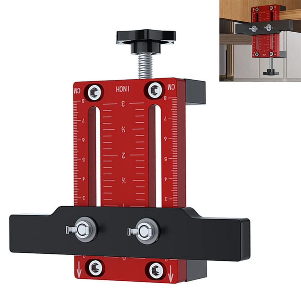 Cabinet Door Mounting Jig, with Support Arm&Clamp, Aluminum Alloy Body Tool for Installing Cabinets with Face Frame or Frameless