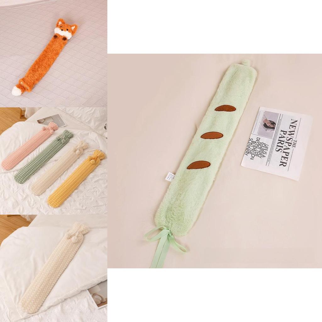 Cartoon Cat Shape Long Hot Water Bag With Soft Short Plush For Warmth And Gift Giving
