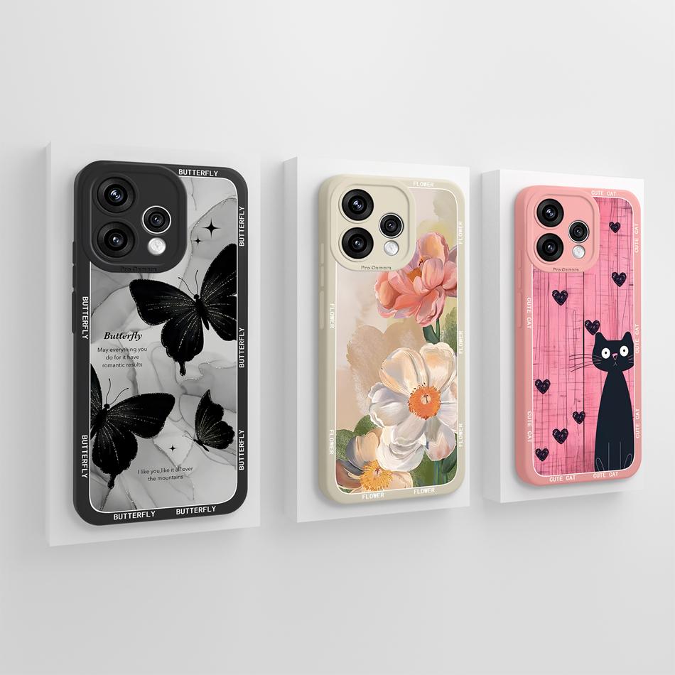 Case For Oppo Reno 15 Pro Mini 15F 15C 5G Lovely Cartoon Patterns Phone Cover For Oppo Reno15 Soft Smooth Liquid Silicone Bumper