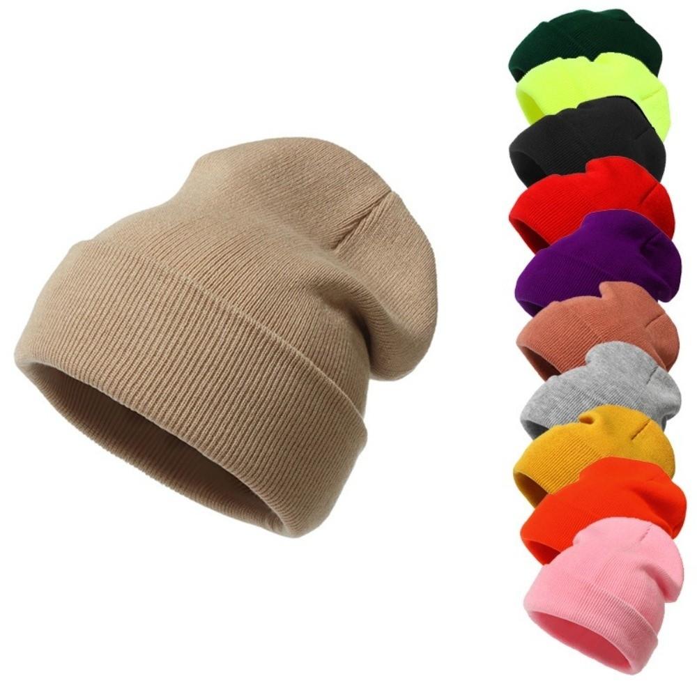 Keep Warm Skullcap Candy Colored Knitted Hat Simple Beanies Cap  for Autumn Winter