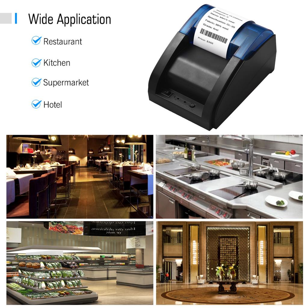 58mm Desktop Receipt Printer POS Printer Direct Thermal Printing Compatible with Android/iOS/Windows Support ESC/POS