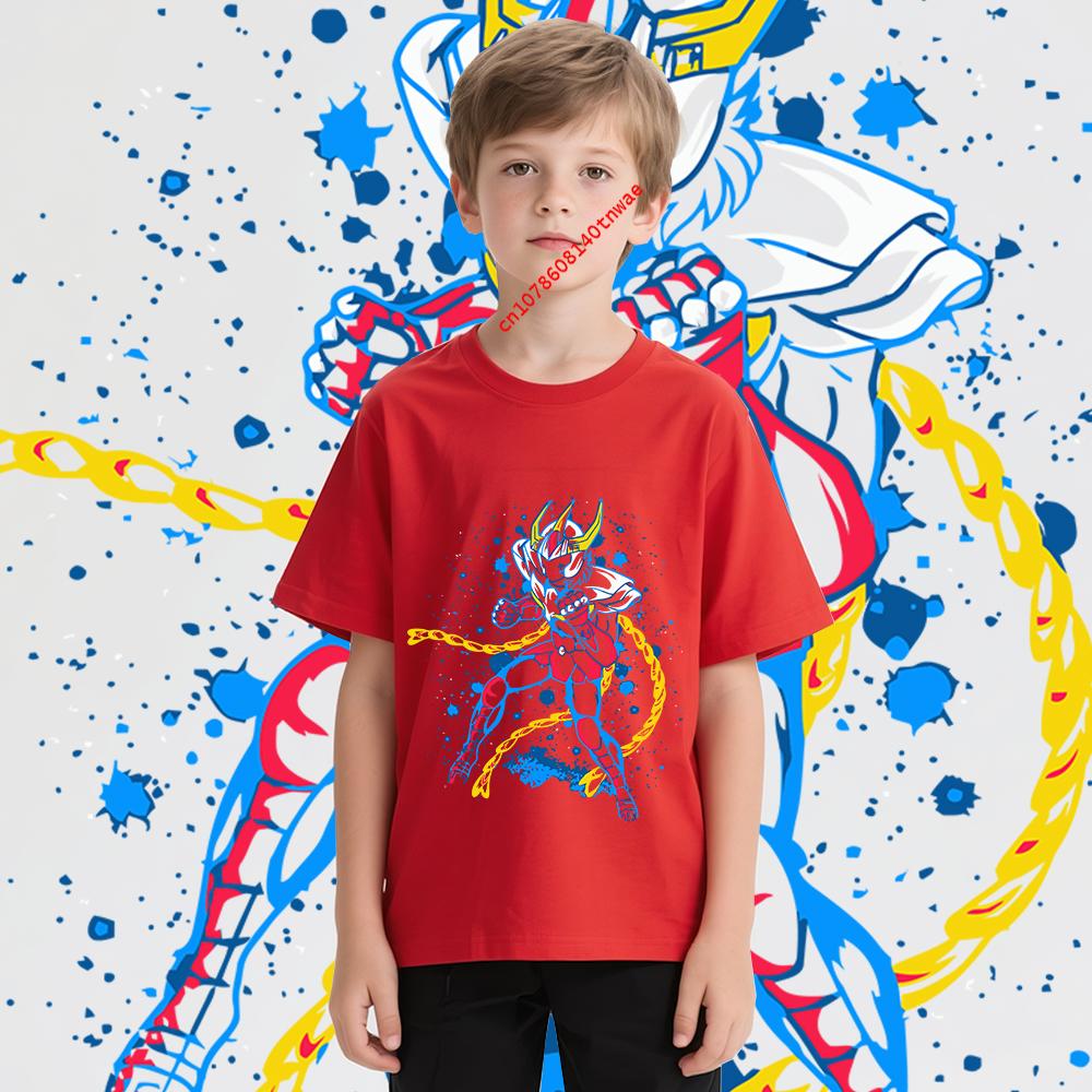 Saint Seiya Ikki Anime Printed Cotton T Shirt for Boys and Girls Kids Cartoon Graphic Tee Comfortable Casual Short Sleeve Top