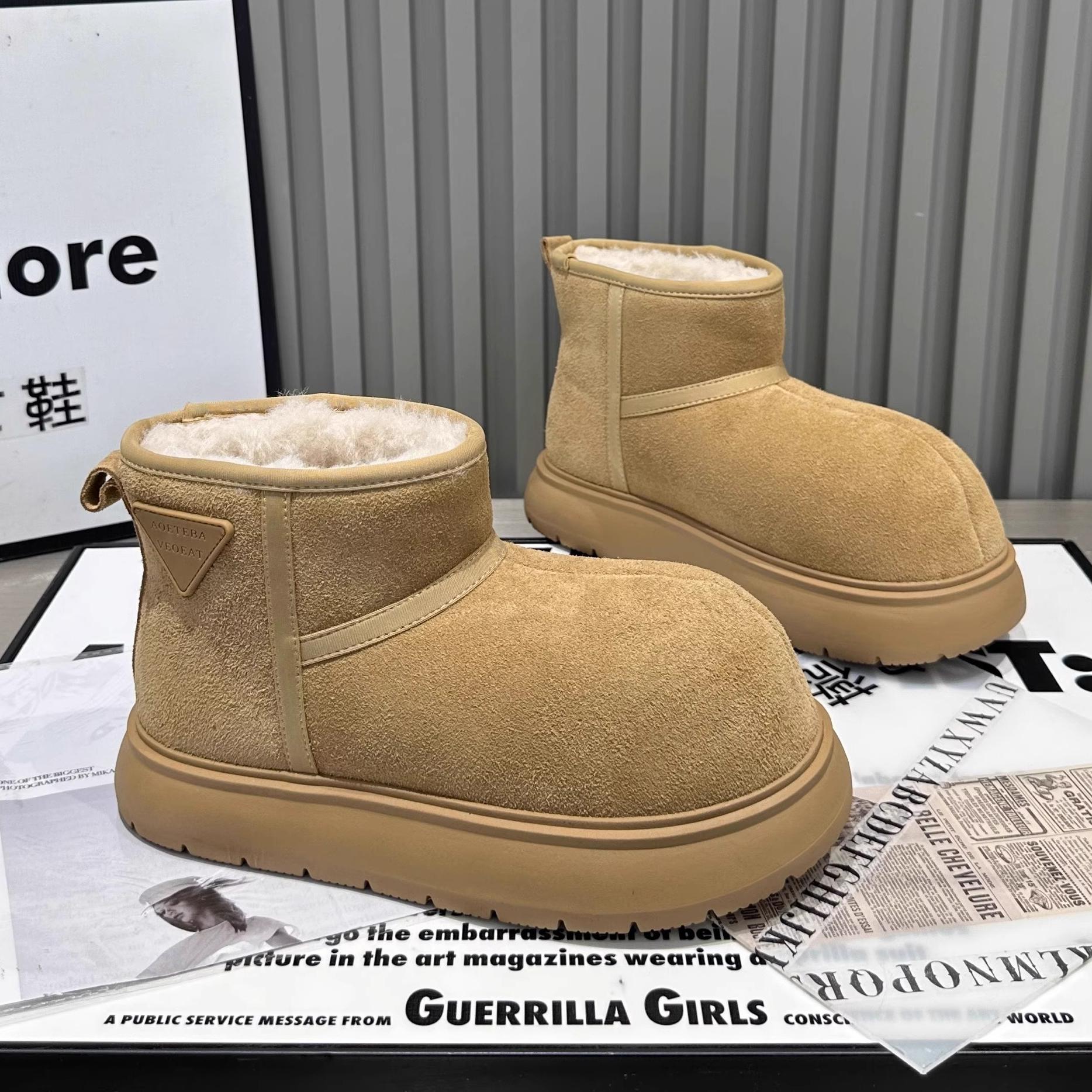 

Зимние ботинки из хлопка, зимние ботинки Plus Velvet Thicked Northeast Platform, противоскользящие женские ботинки для снега, полусапожки на плоской подошве 40 дубильная кора