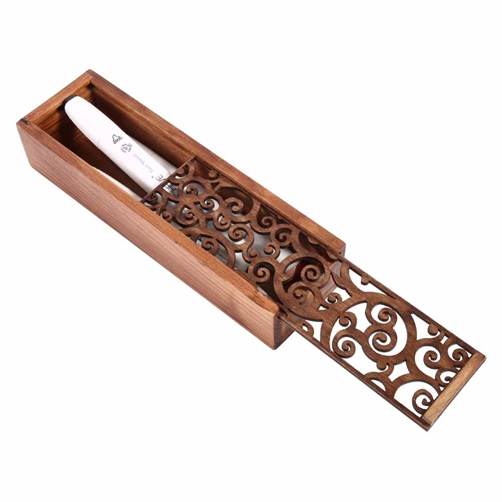 Retro Wooden Pencil Box Hollow Pencil Case Unique Stationery Box  Desk Storage Accessories