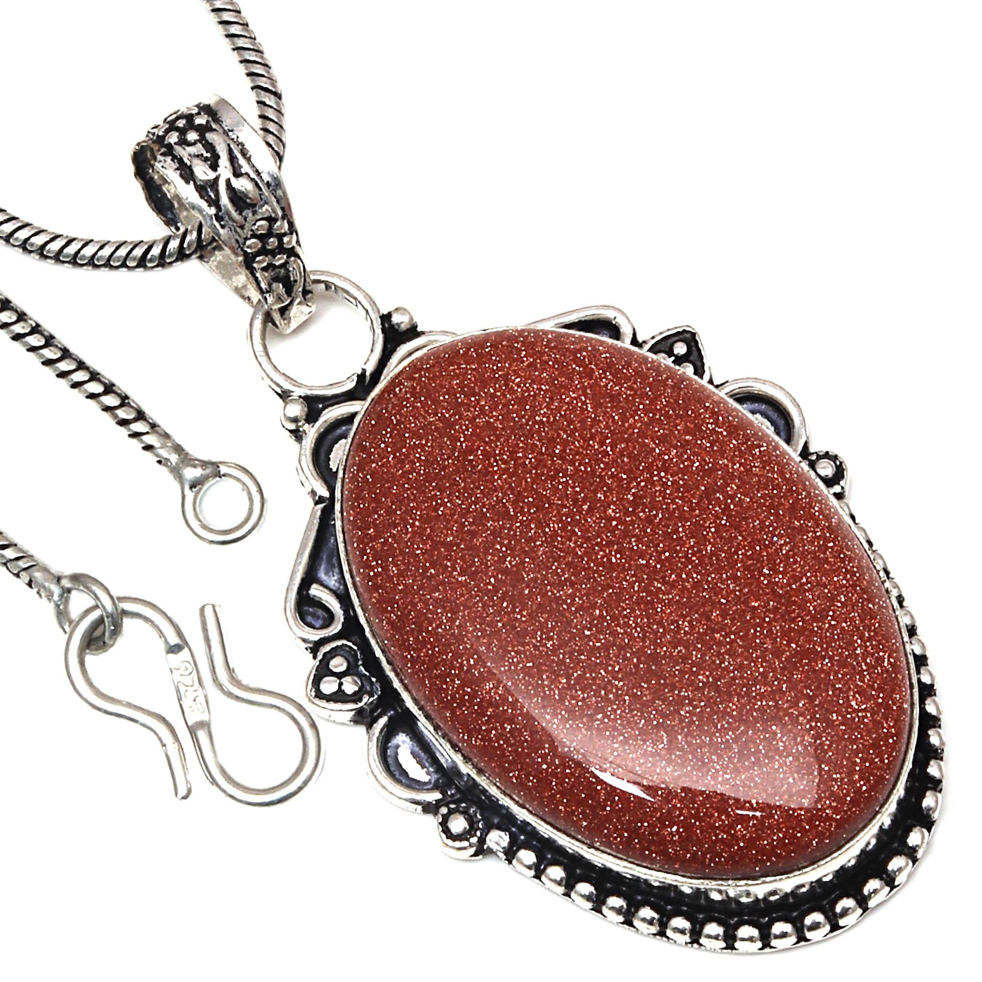 

Pendant Red Sunsitara Gemstone Valentine Day Gift Silver Jewelry 2