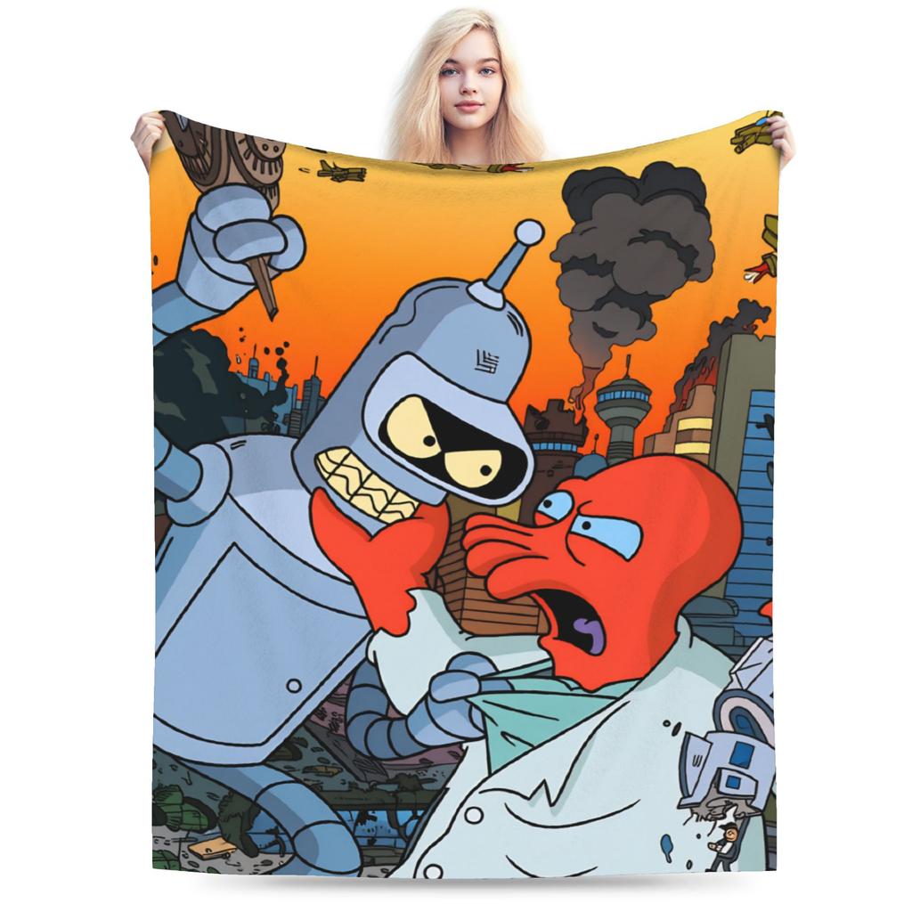 Futuramas Cartoon Comic Blanket Quality Warm Throw Blanket Winter Girls Boys Couch Chair Sofa Bed Funny Bedspread