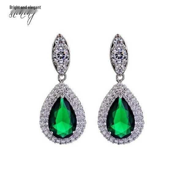 

Teardrop Necklace & Zircon Tassel Earrings Bridal Set - Popular European & American Style