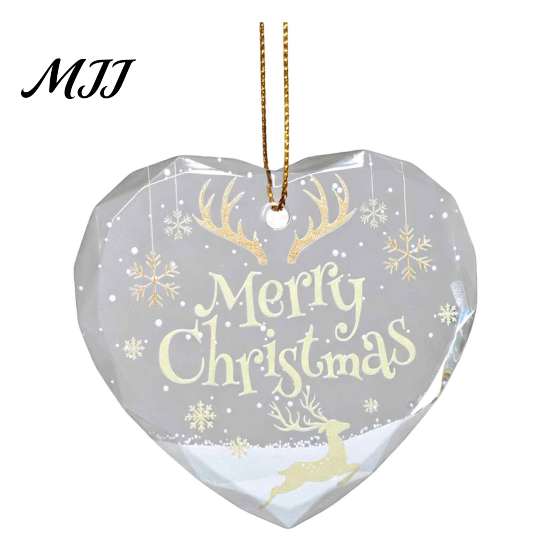 Festive Porch Hanging Ornaments Heart Shaped Christmas Ornaments, Crystal Santa Winter Scene Ornament, Transparent Decorative Window Accents Xmas Tree