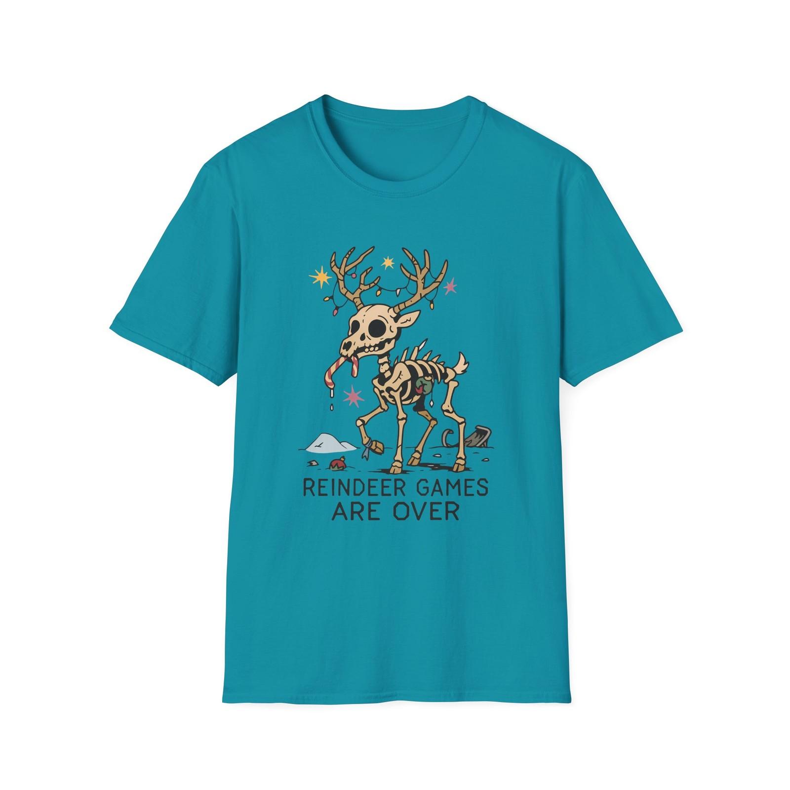 Unisex Softstyle T-Shirt Mens Womens Tees Top Skeletal Reindeer Snowy Wasteland Gothic Christmas XL