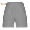 Women's Cotton Linen Shorts Elastic Waist Baggy Short Pants with Pockets Casual Knee-Length Summer Shorts