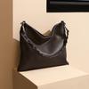 The first layer of cowhide is simple and high-end, portable large-capacity niche single shoulder braided belt bucket bag, women's commuter bag.