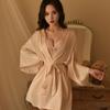 Sex Underwear Sexy Hot Nightgown Cardigan Lace-up Thin Pajamas Women's Pure Desire Satin Bed Set