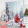 2 Stück 2D Flachdruck Weihnachtsfeier Vorhang Zuckerstange Schnee Winterwunderland Stoff Ohne Strom Festliche Feiertage