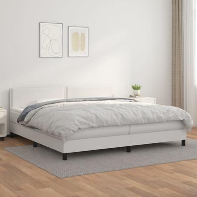 Vidaxl Continental Bed With Mattress, White, Faux Leather 200X200 Cm