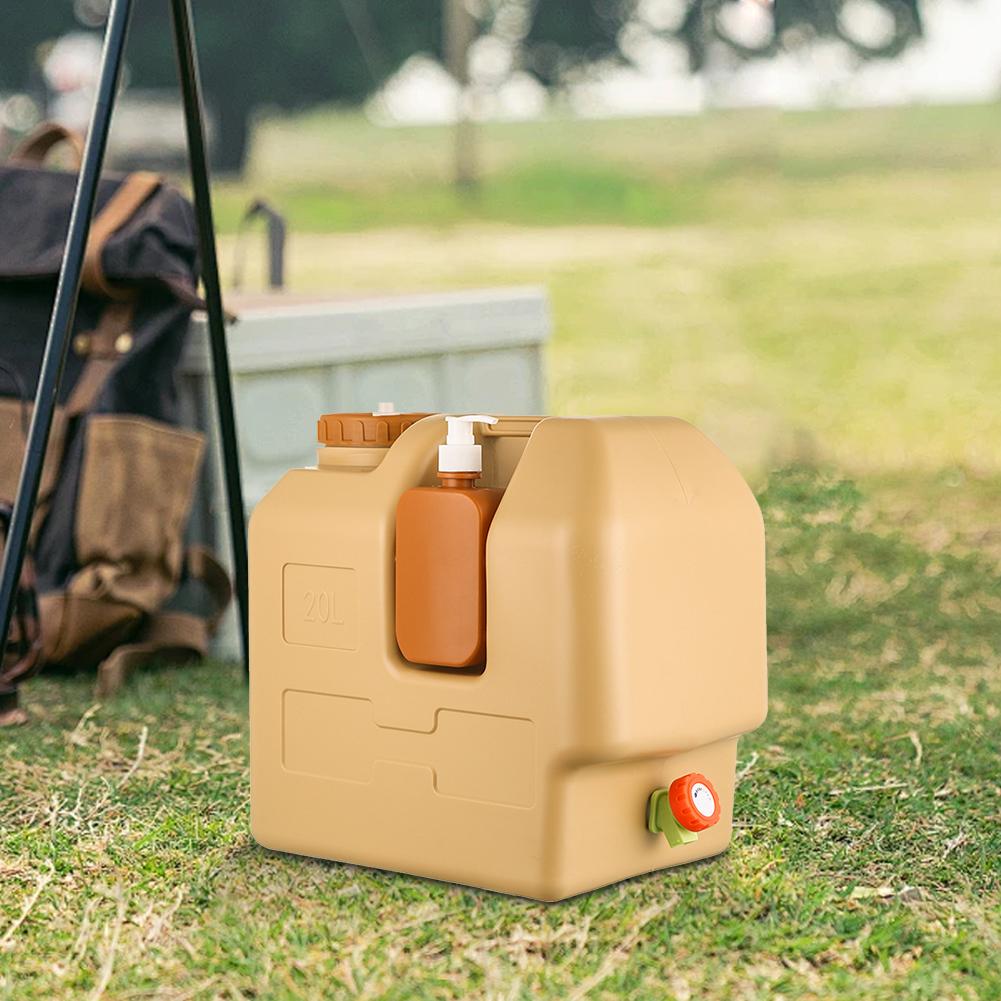 20L Portable Camping Water Jug with Spigot and Soap Dispenser Water Storage Tank for Camping Car Outdoor Hiking Picnic Emergency