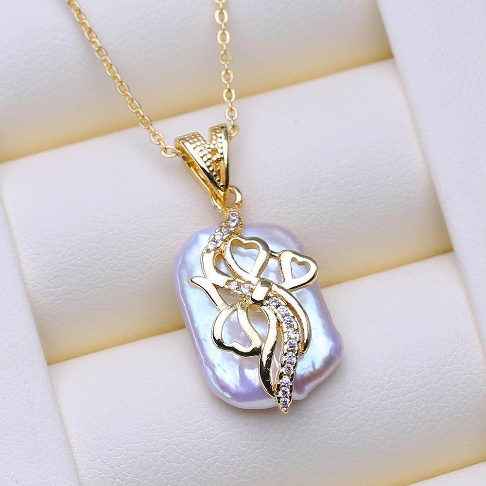 LSOOYH Natural Freshwater Big Baroque Pearl Necklaces Party Elegant Vintage Pendant, Birthday Gifts for Women