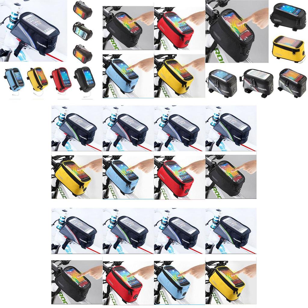 Durable Waterproof Cycling Bike Frame Pannier Bag With Touch Screen Phone Holder