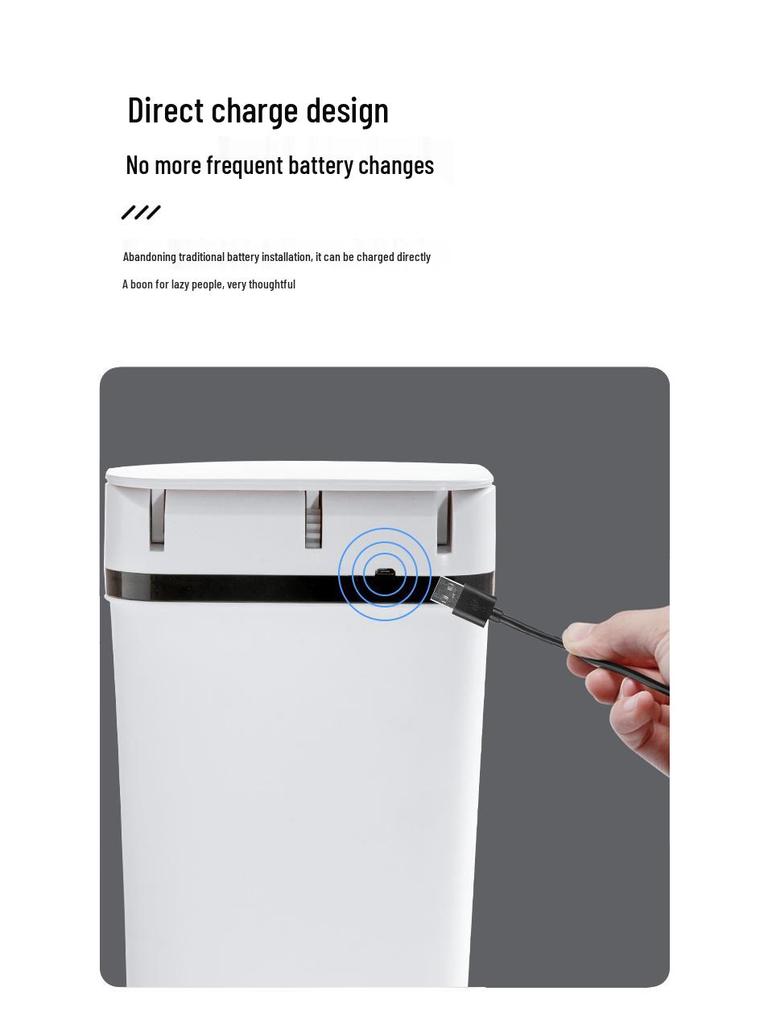 Compact Touchless Smart Trash Can with Lid for Bedroom, Living Room, Office