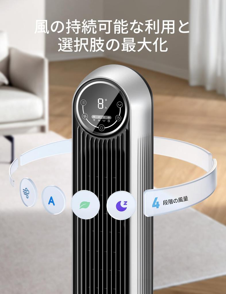 Dreo Fan Tower Fan in Quiet High Speed Airflow 4 Levels of Airflow 4 Modes Automatic Swing 8 Hour Timer LED Display Remote Control Included Certified