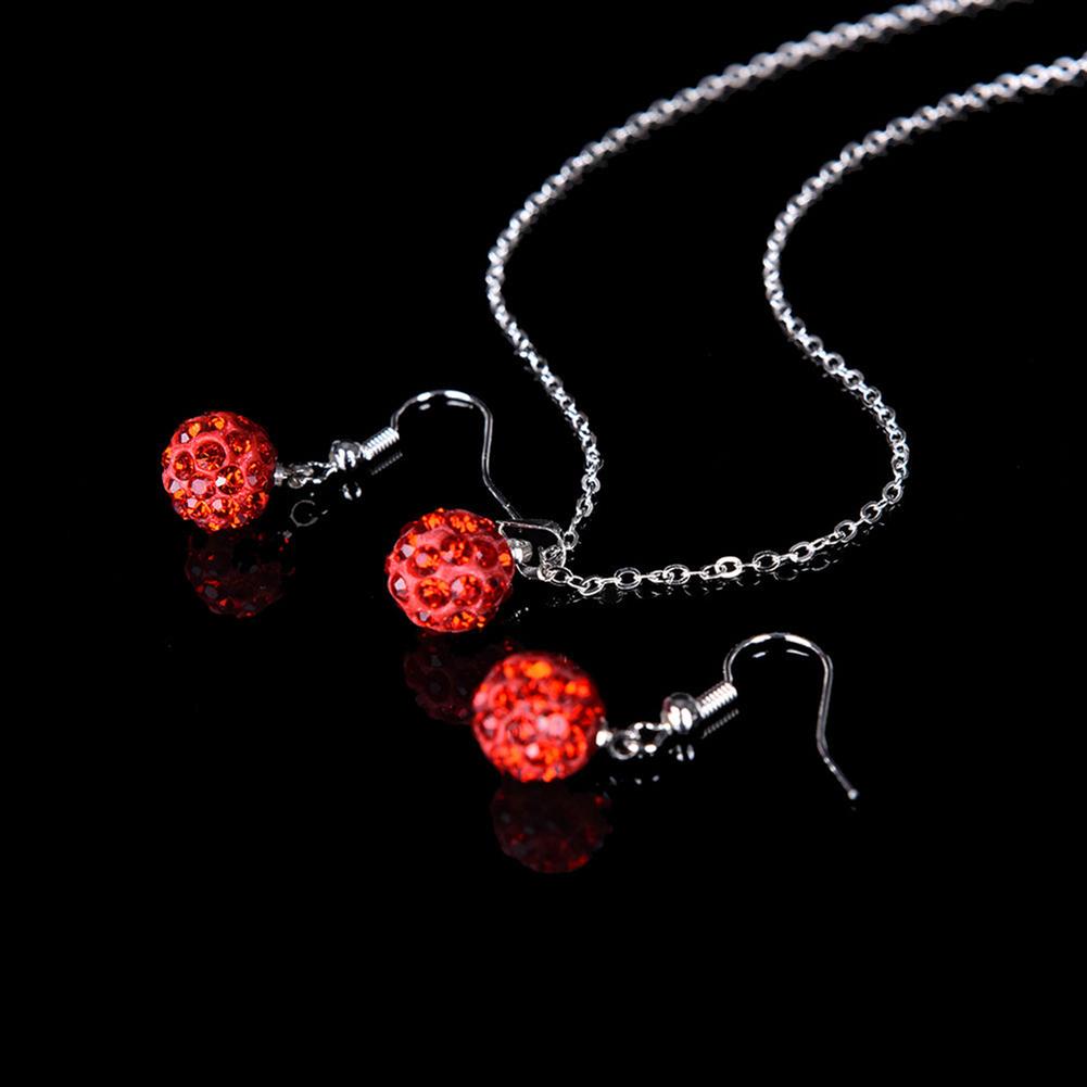 שרשרת תליון ריינסטון אופנה ליידי עגיל וו עגיל מסיבת משתה סט תכשיטים