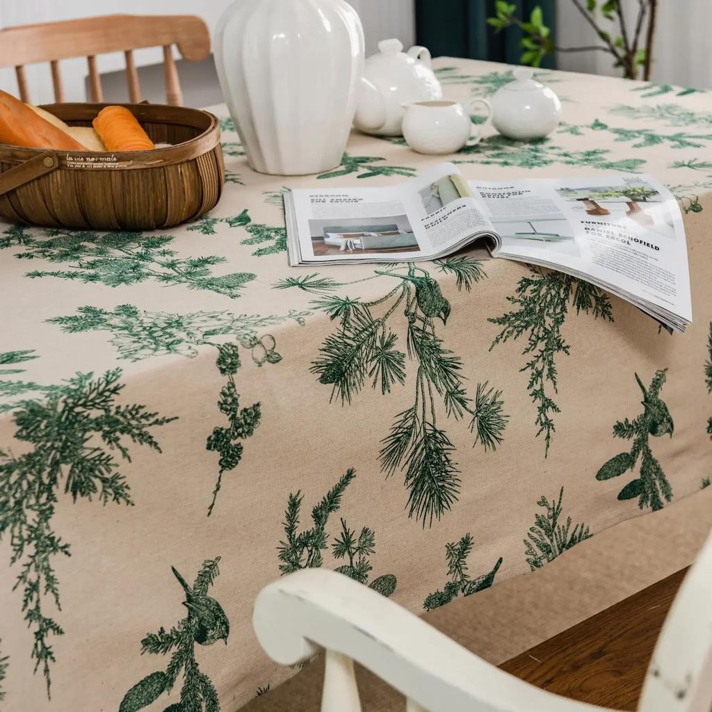 Bedruckte Tischdecke aus Kiefernholz, rechteckig, für Kaminsims, Mesa, Party, Hochzeit, Küche, Esszimmer, Dekoration, Tischdecke