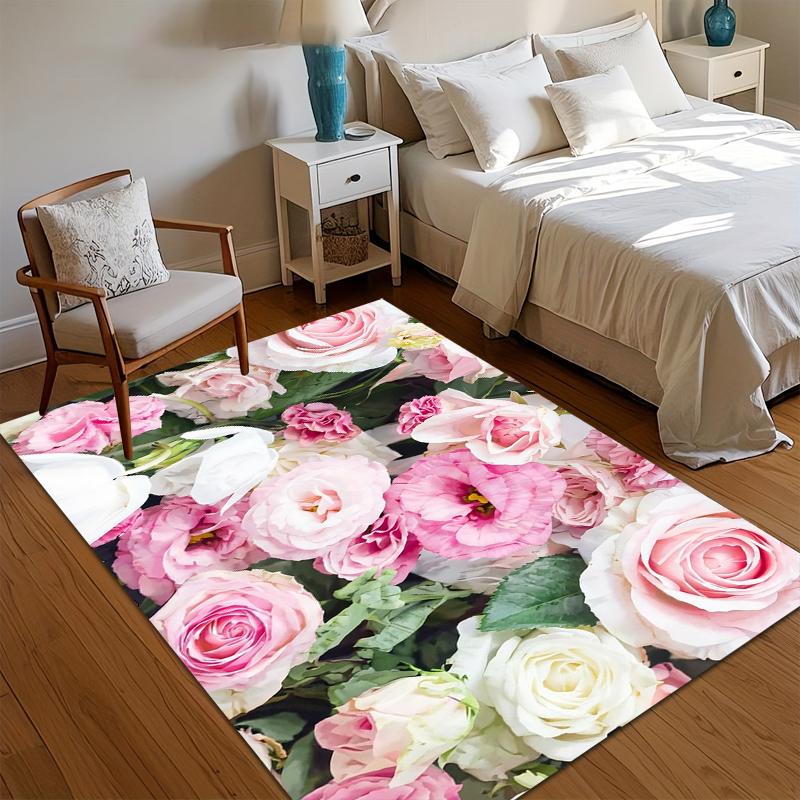 

Mothers Day 2D Spring Floral Area Rug Non Slip Washable Nordic Minimalist Home Decor for Mom Living Room Bedroom Gift 40cm x 60cm