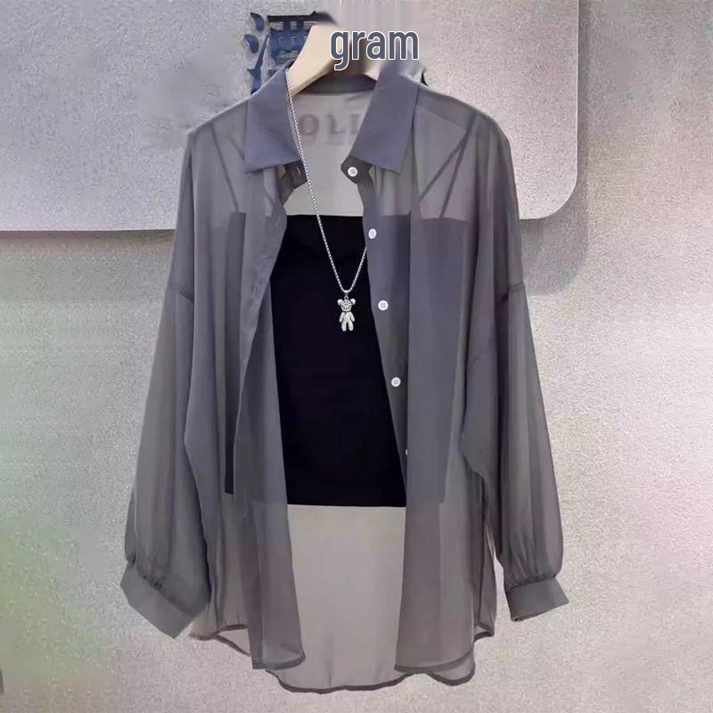 

Летняя мода 2024 года Полупрозрачная рубашка средней длины из жемчужной пряжи - Легкая, универсальная защита от солнца XL (115-130 lbs)