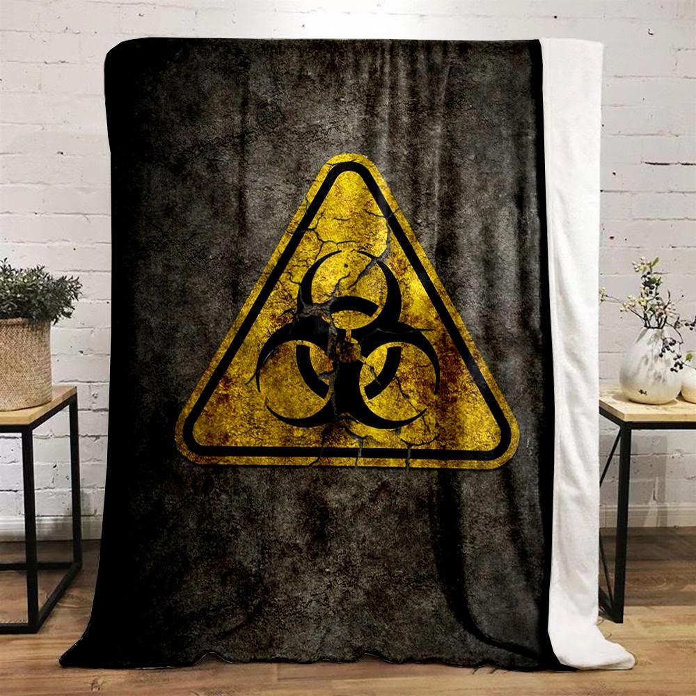 Biohazard Warning Symbol Design Blanket Flannel blanket for bedroom, living room, sofa, and nap sofas.