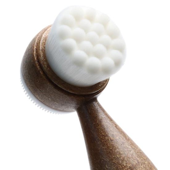 Mini Facial Cleansing Brush Dual-Sided Gentle Exfoliating Brush with Handle Hygienic Skincare Tool for Deep Pore Cleaning