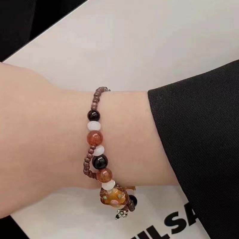 Chinese Retroinspired Style Alloy Bracelet For Women With Beads Geometric