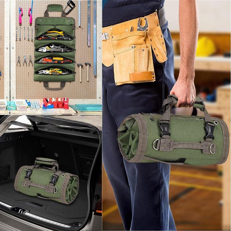 Multi-Purpose Roll Up Tool Bag Waterproof Oxford Fabric