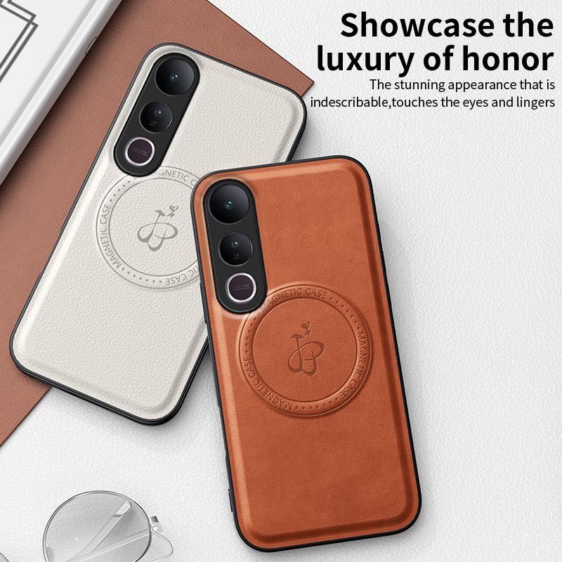 Wireless Charging Magnetic Case for Vivo V50 Lite 5G V5e Protective Cover PU Leather Hard Back Shell Coque