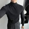 Men's High-Neck Slim-Fit Wool Sweater: Autumn/Winter Black Base Layer