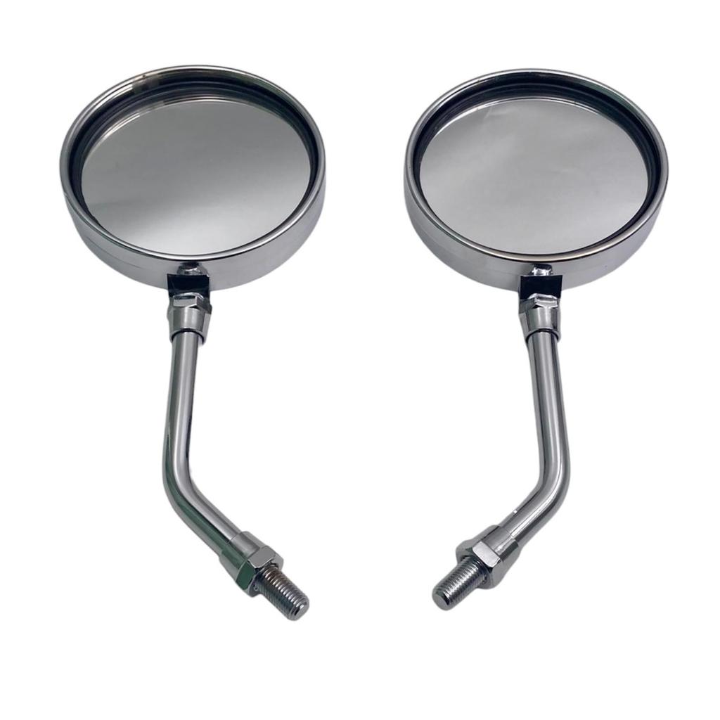 Motorhead Z2 Set of Left and Positive Motorcycle Side Old Chrome Mirror, 2, Right, Thread, 10mm, Mirror, Mirror, Round, Universal, Car, Custom,