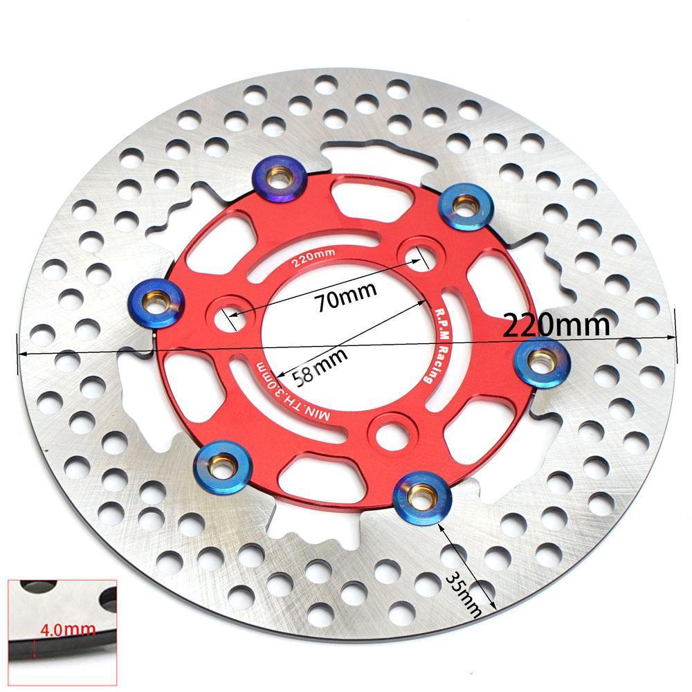 220mm U/min Motorrad Aluminiumlegierung Schwimmende Bremsscheibe 3/4 Loch 70/55mm Universell Vorne Hinten Rotor für Yamaha Roller Niu