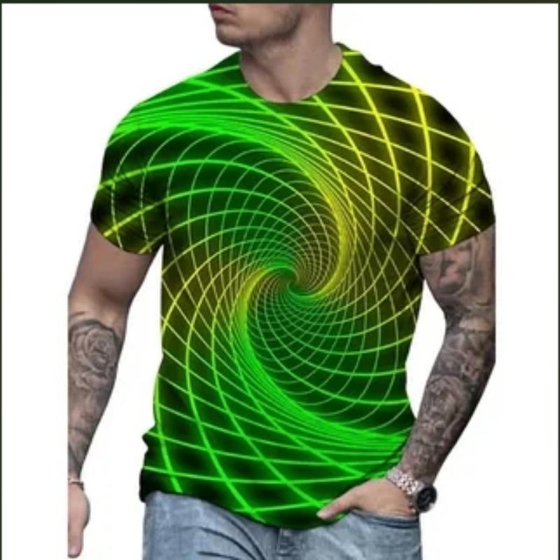 

2025 Лето повседневная Головокружение гипноз 3D печать мужская и женская модная футболка с коротким рукавом большого размера дышащий топ 6XL 6XL