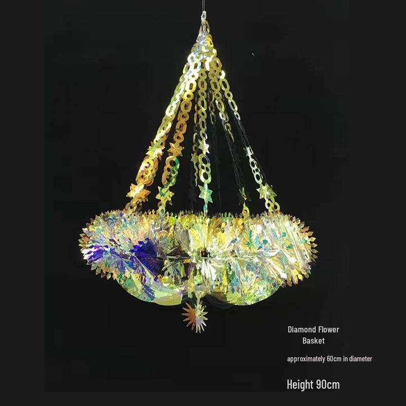 Duhaový vločkový voštinový míč - Barevná vánoční a jarní dekorační rekvizita